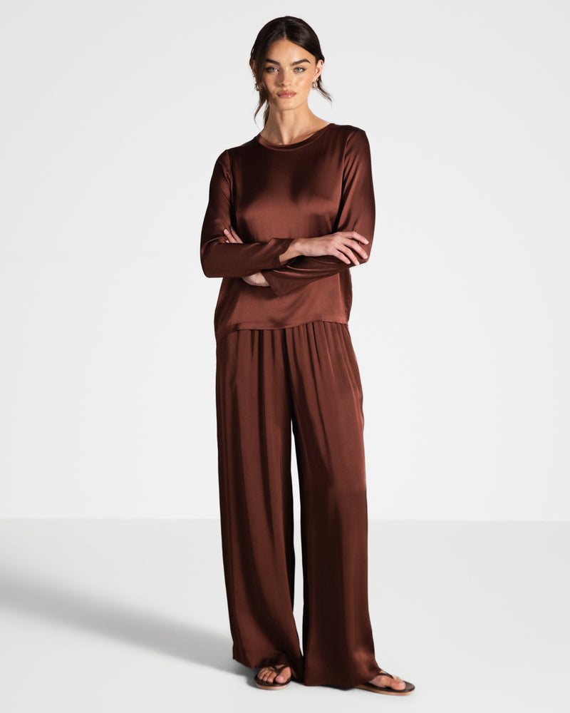Matilda Satin Long Sleeve | Auburn