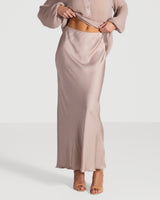 Rosalind Lightweight Satin Skirt | Dusty Pink