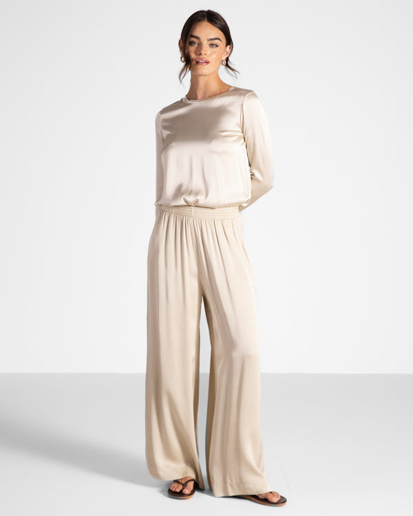 Daisy Satin Trousers | Light Beige