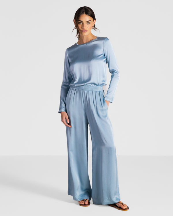 Daisy Satin Trousers | Arctic Blue