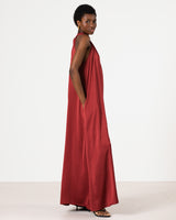Ruby Halterneck Satin Dress | Deep Red