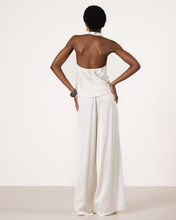 Carmen Backless Halterneck Top | Ivory