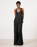 Demi Satin Vest Top | Black