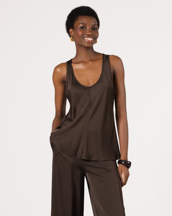Demi Satin Vest Top | Cocoa Soleil