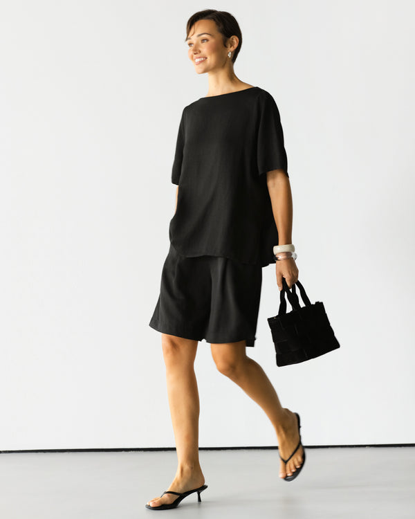 Penny Elastic Waist Shorts | Black