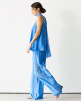Clotilde Halterneck Tie Back Top | Azure Blue