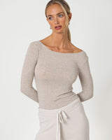 Mae Featherweight Boatneck Top | Oatmeal | Modal-Cashmere