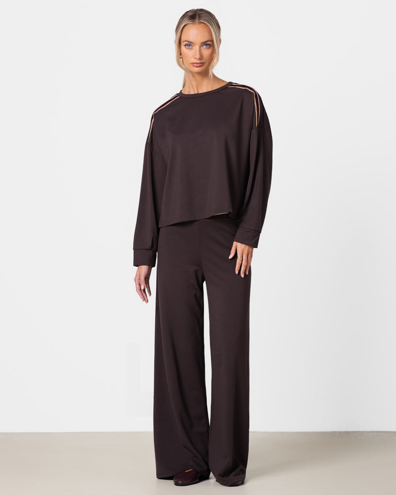 Yumi Elastic Waist Pants | Chocolate Brown