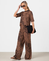 Leila Short Sleeve Top | Leopard Brown