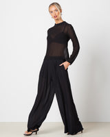 Verity Sheer Elastic Waist Trousers | Black