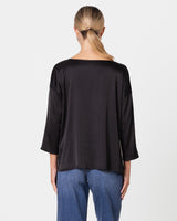 Georgiana Lightweight Satin Top | Black