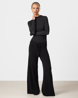 Lucia Featherweight High Neck Top | Black | Modal-Cashmere