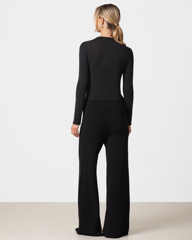 Lucia Featherweight High Neck Top | Black | Modal-Cashmere