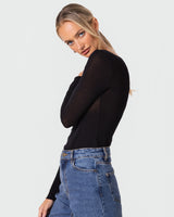 Mae Featherweight Boatneck Top | Black | Modal-Cashmere