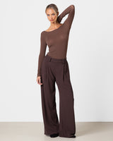 Mae Featherweight Boatneck Top | Brown | Modal-Cashmere