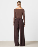 Mae Featherweight Boatneck Top | Brown | Modal-Cashmere