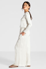 Daisy Elastic Waist Satin Pants | Ivory