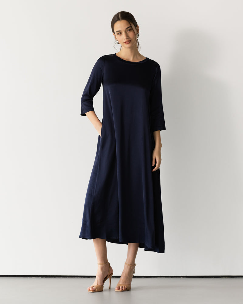 Dahlia Satin Dress | Navy