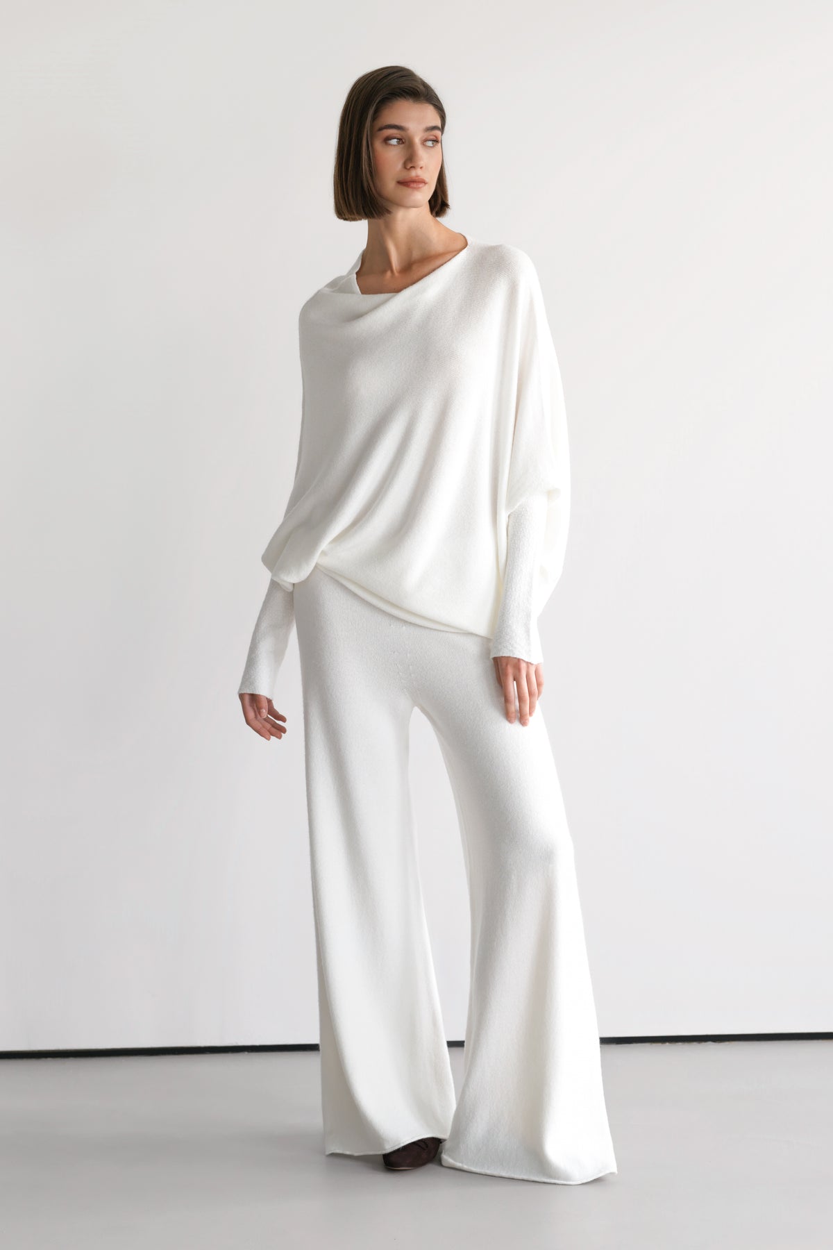 Asymmetric Draped | Ivory | Seamless Knit – JAKI