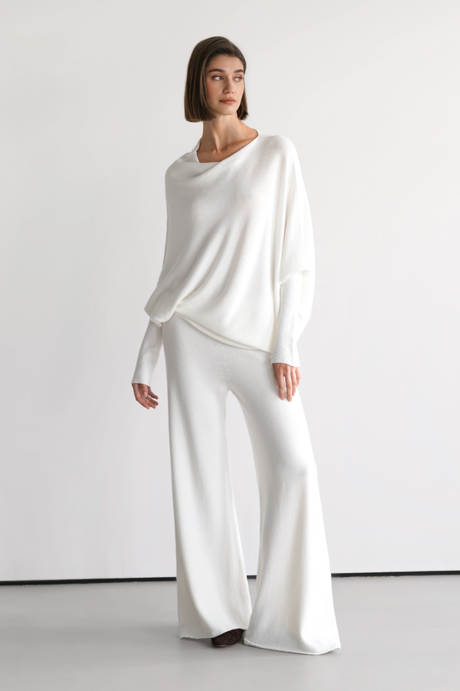 Asymmetric Draped | Ivory | Seamless Knit – JAKI