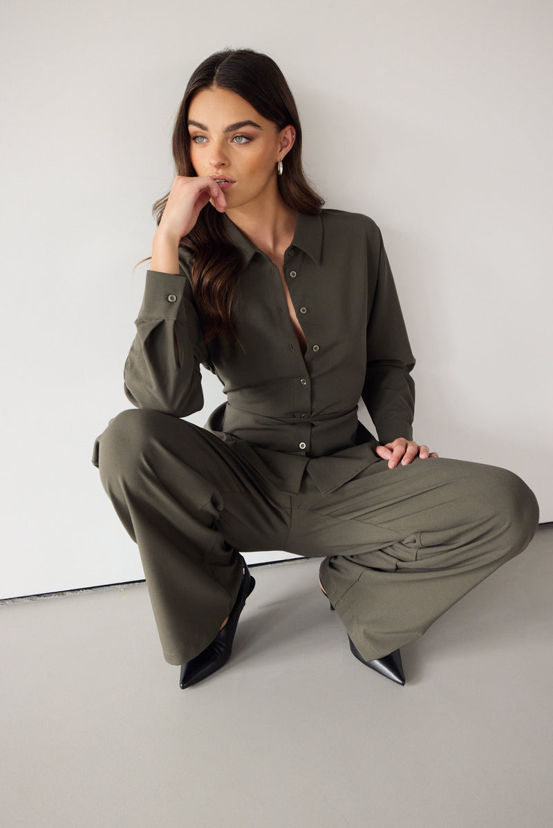 Ellis Tie Waist Shirt | Khaki