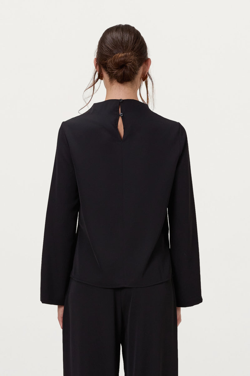 Lana High Neck Top | Black
