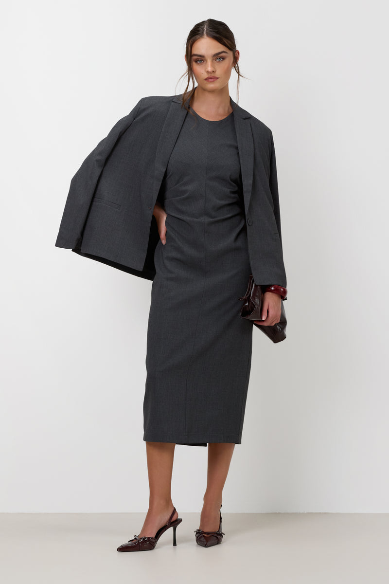 Wilde Ruched Dress | Dark Grey Melange