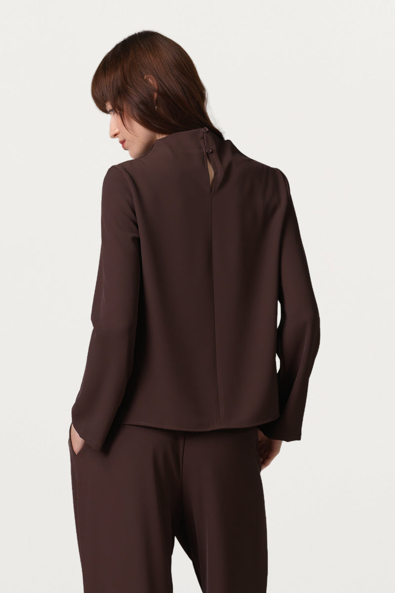 Lana High Neck Top | Espresso Brown