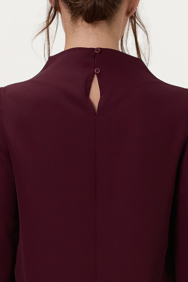 Lana High Neck Top | Burgundy