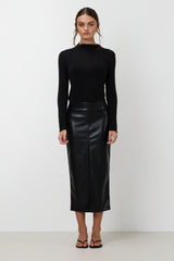 Brooklyn Faux Leather Skirt | Black