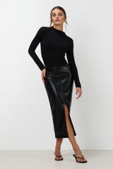 Brooklyn Faux Leather Skirt | Black
