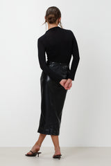 Brooklyn Faux Leather Skirt | Black