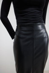 Brooklyn Faux Leather Skirt | Black