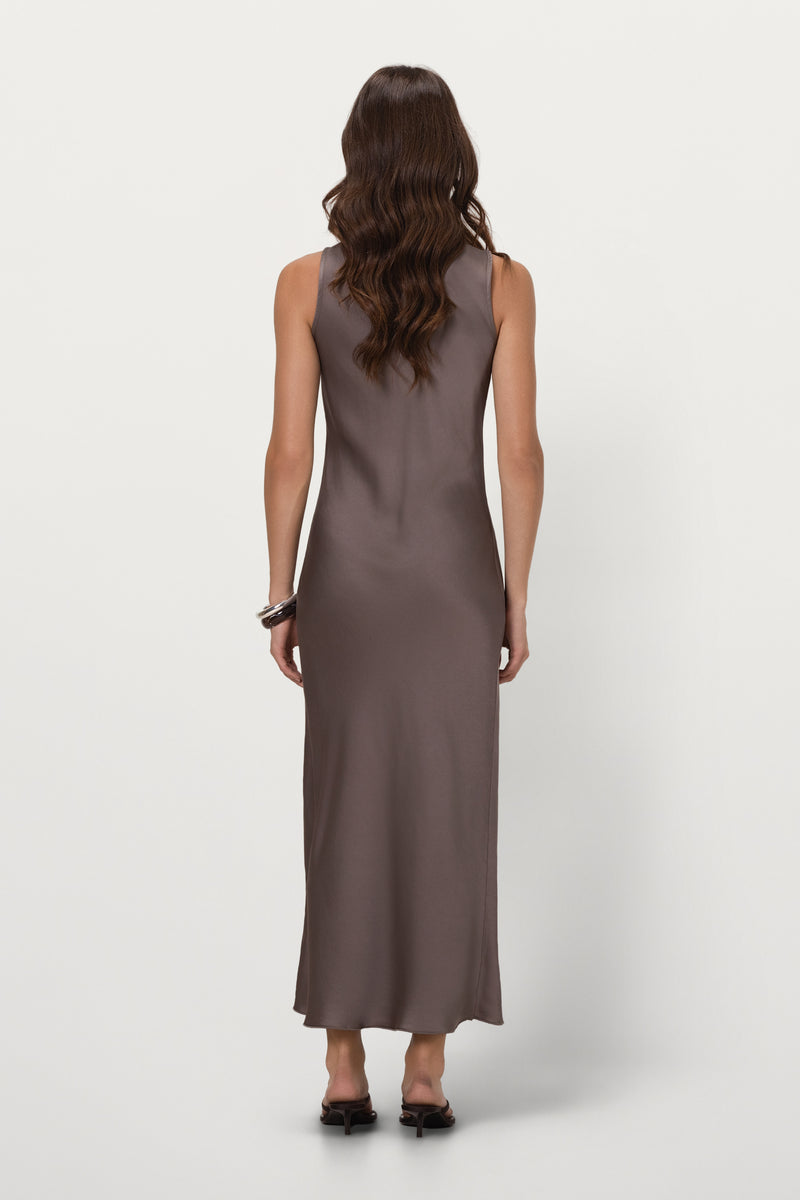 Sabrina Sleeveless Satin Dress | Mink