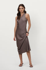 Sabrina Sleeveless Satin Dress | Mink