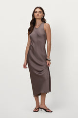 Sabrina Sleeveless Satin Dress | Mink