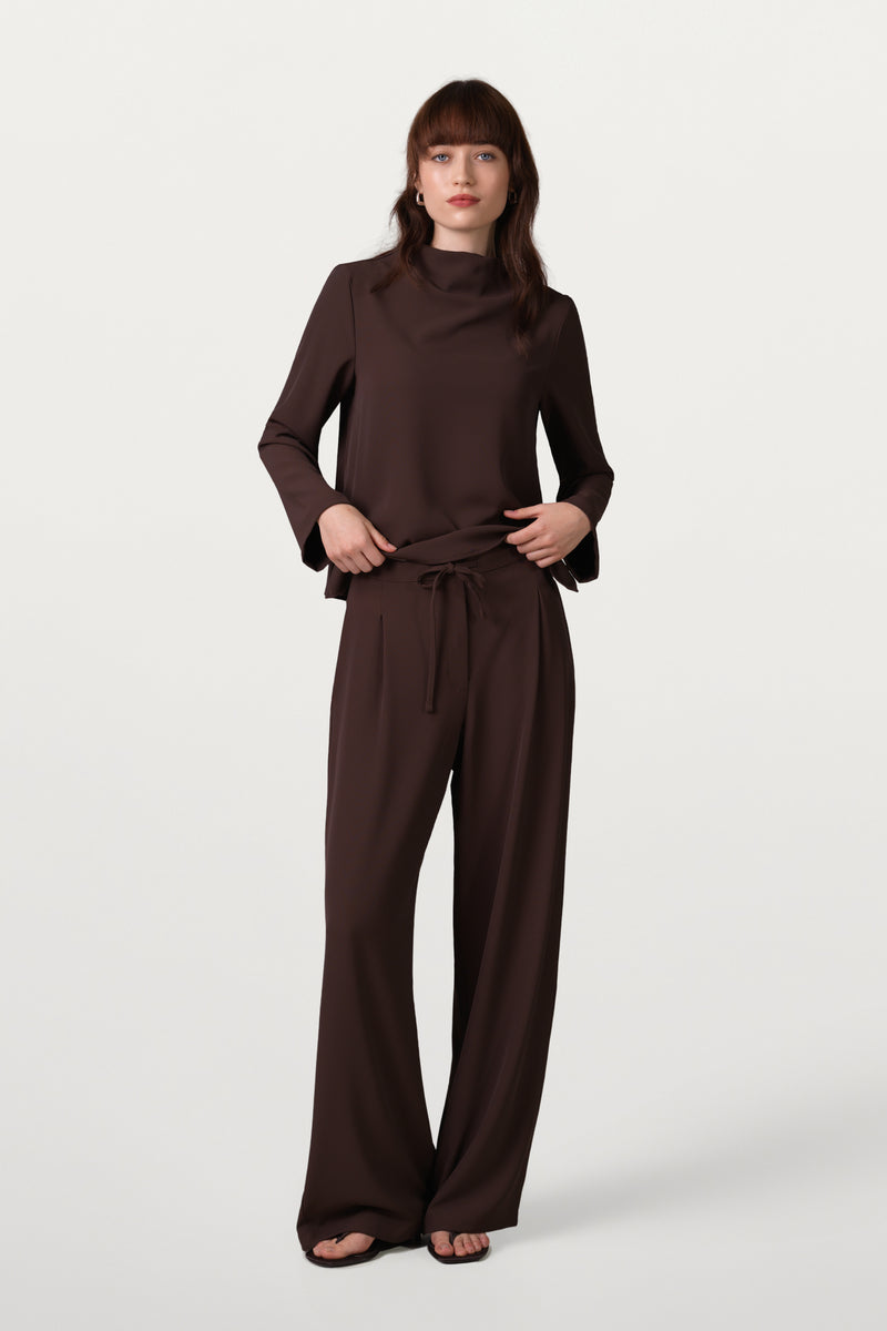 Lana High Neck Top | Espresso Brown
