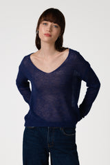 Rue Sheer Sweater | Navy | Alpaca Blend