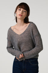 Rue Sheer Sweater | Grey | Alpaca Blend