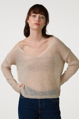 Rue Sheer Sweater | Beige | Alpaca Blend