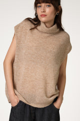Nyx Sleeveless Turtleneck | Beige | Alpaca-Wool Blend