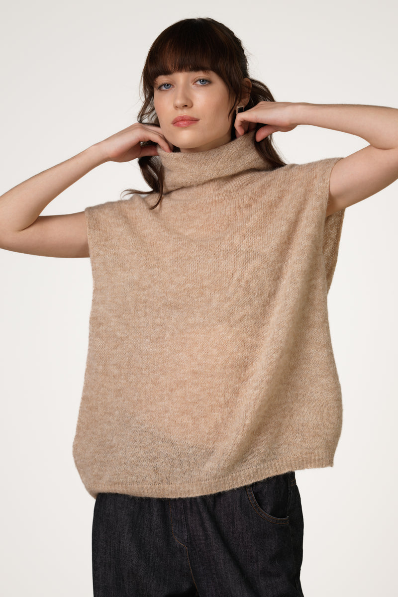 Nyx Sleeveless Turtleneck | Beige | Alpaca-Wool Blend