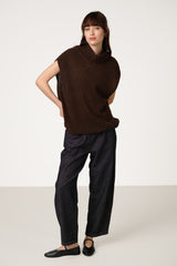 Nyx Sleeveless Turtleneck | Espresso Brown | Alpaca-Wool Blend
