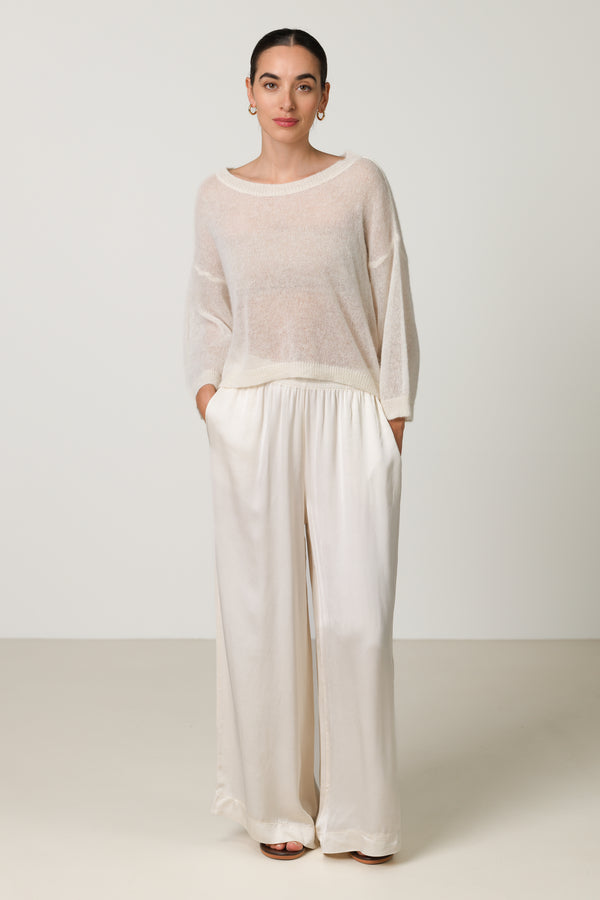 Willow Boxy Sheer Sweater | Ivory | Alpaca Blend