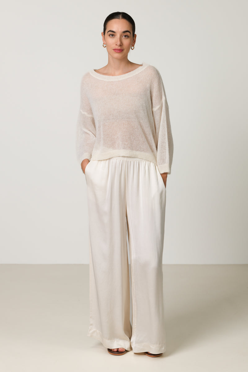 Willow Boxy Sheer Sweater | Ivory | Alpaca Blend