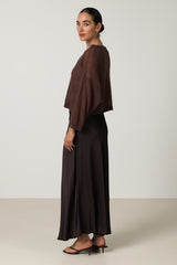 Willow Boxy Sheer Sweater | Espresso Brown | Alpaca Blend