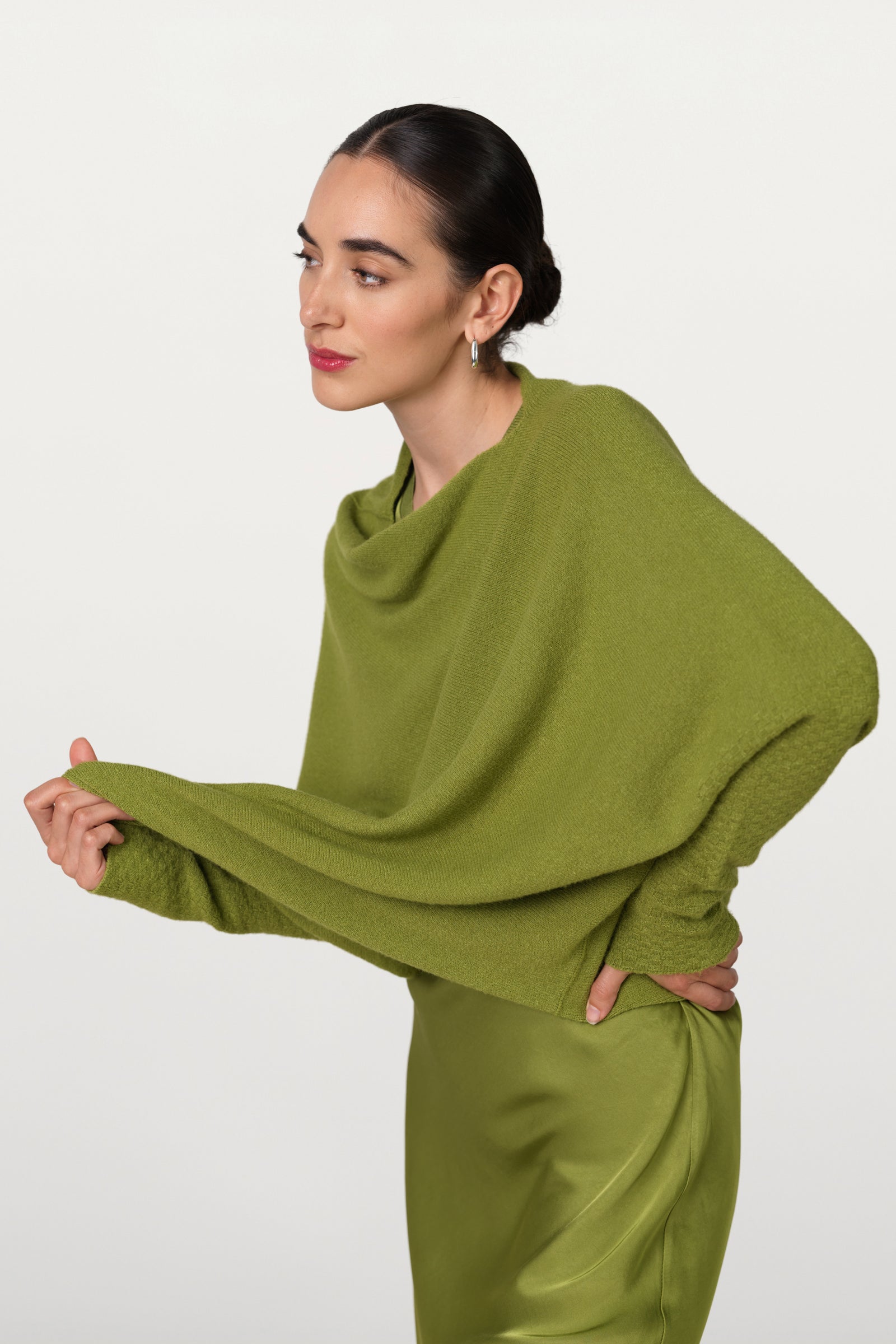Asymmetric Draped | Olive Green | Seamless Knit – JAKI