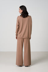 Layla V Neck Sweater | Chestnut Brown | Fine Knit