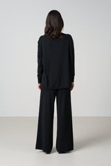 Layla V Neck Sweater | Black | Fine Knit