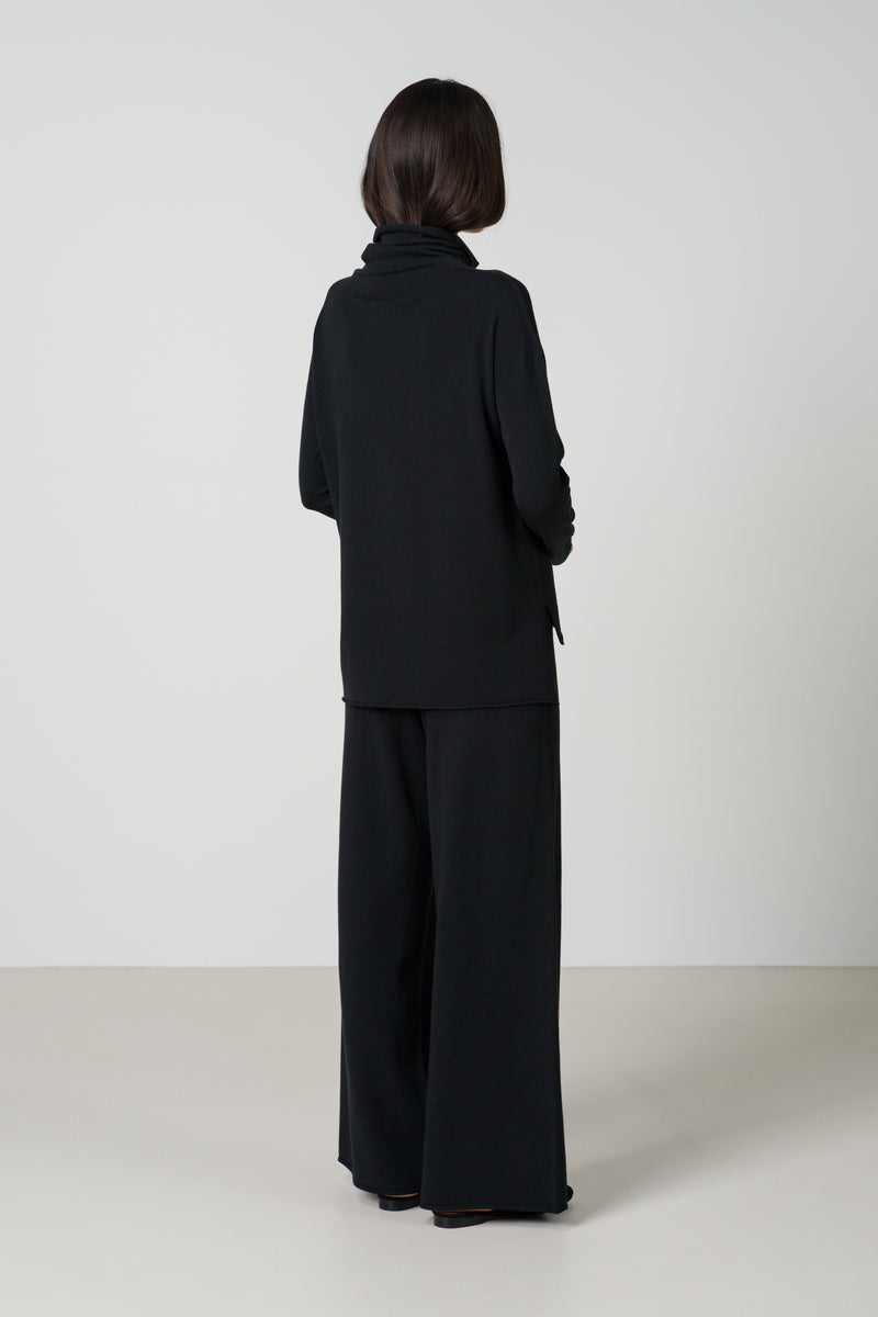 Kaia Elastic Waist Pants | Black | Fine Knit